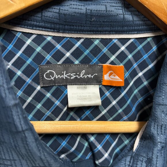 VTG Quiksilver Shirt Mens M Blue Shiny Hawaiian Soft Cool Surfer Skater Chill - Picture 5 of 11